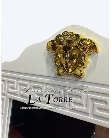 Standspiegel, neigbarer Ballerina-Spiegel für Schminkschrank, Dea Versace, Barock, Weißgold, R104