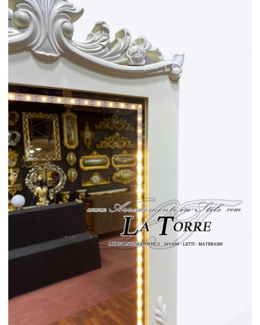 Floor standing mirror ballerina tilting for make-up baroque wardrobe white with frame R106