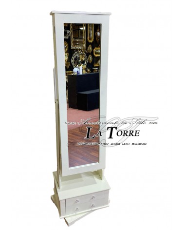 Specchiera specchio da terra ballerina basculante classica per trucco armadio barocco bianca R107