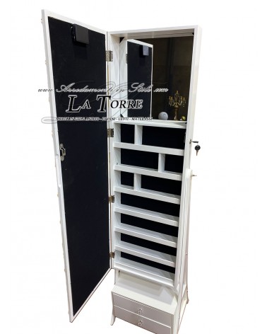 Classic tilting ballerina floor mirror for make-up cabinet baroque white R107