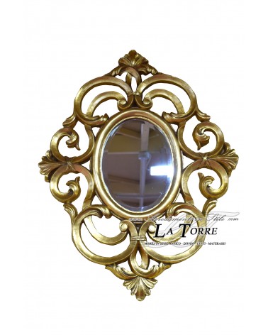 Antique gold oval perforated mirror baroque bevelled wall mirror S35