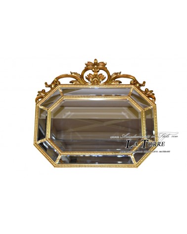 Klassischer achteckiger Wandspiegel, Blattgold, antiker Stil, barockes Schliffglas 127-1