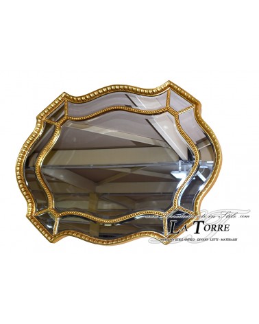 Specchiera foglia oro stile antico vetro molato barocco da parete Fa706-1