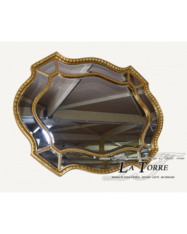 Specchiera foglia oro stile antico vetro molato barocco da parete Fa706-1