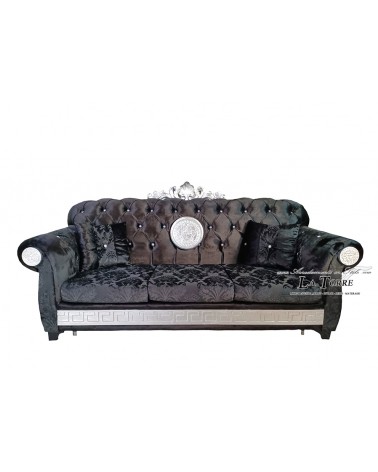 Baroque Chesterfield 3 seater sofa Greek goddess Medusa crown damask Velvet or Fabric any color swarovski AZ03C