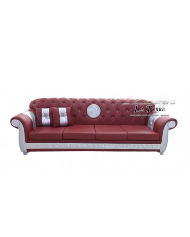 Divano 4 posti rete e materasso Chesterfield moderno Dea medusa ecopelle o velluto qualsiasi colore swarovski AZ04
