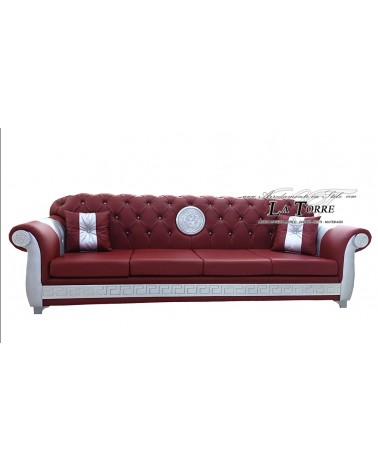 Divano 4 posti rete e materasso Chesterfield moderno Dea medusa ecopelle o velluto qualsiasi colore swarovski AZ04