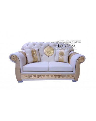 Baroque Chesterfield 2-seater sofa with mesh and mattress Greek goddess Medusa eco-leather or velvet any swarovski color AZ02