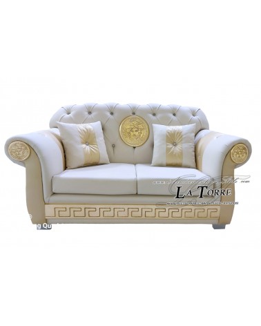 Baroque Chesterfield 2-seater sofa with mesh and mattress Greek goddess Medusa eco-leather or velvet any swarovski color AZ02