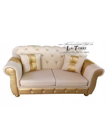 Baroque Chesterfield 2-seater sofa with base and mattress Greek goddess Medusa eco-leather or velvet any swarovski color AZ02