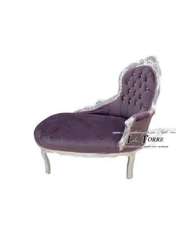 Panchetta panca dormeuse argento velluto viola divanetto Barocco swarovski Al3558