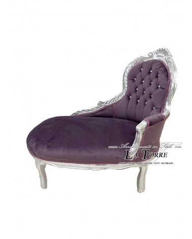 Barocke Sofabank, silberner Samt, lila, Swarovski Al3558