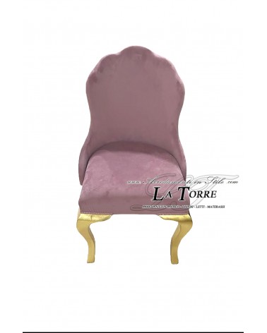 Poltrona sedia classico contemporaneo in velluto viola con gambe legno oro LT3026