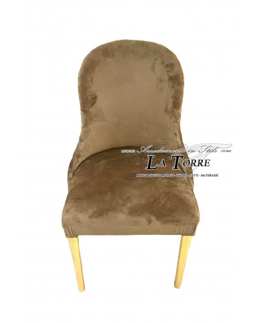Classic contemporary armchair in brown velvet with gold wooden legs LT3026