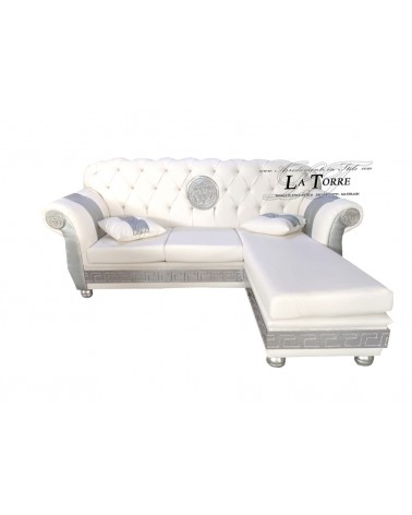 3 seater sofa with mesh peninsula and baroque Chesterfield mattress Greek goddess Medusa faux leather any color swarovski AZ05