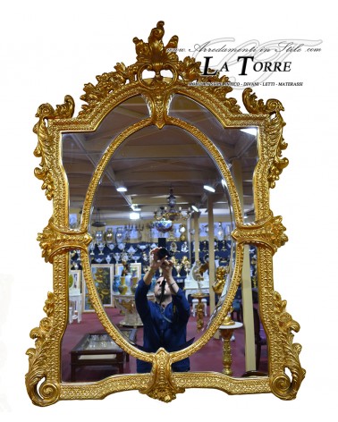 Specchiera foglia oro stile antico vetro molato barocco da parete Pu063