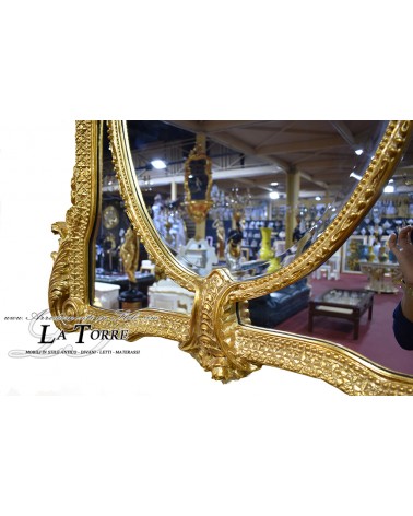 Antique style gold leaf baroque beveled glass wall mirror Pu063