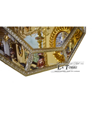 Specchiera classica foglia argento stile antico vetro molato barocco parete Pu924