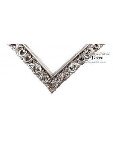 Cornice traforata quadro classico barocco su misura legno argento 1135A