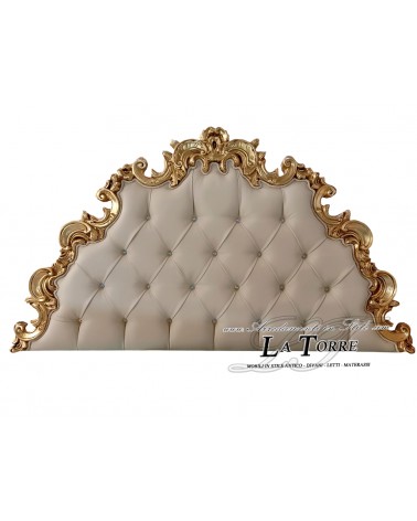 Testiera Testata Letto Matrimoniale Barocco ecopelle o Tessuto Swarovski legno argento oro qualsiasi colore Rebecca