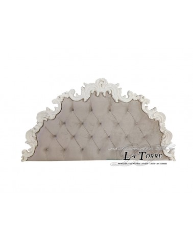 Testiera Testata Letto Matrimoniale Barocco ecopelle o Tessuto Swarovski legno argento oro qualsiasi colore Rebecca