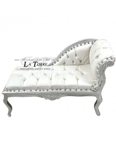Dormeuse Roman bench sofa bench silver wood faux leather white k85