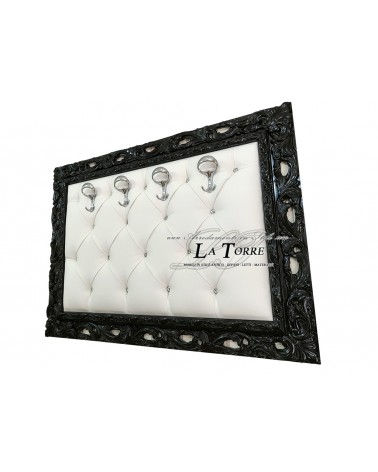 Appendiabiti da muro attaccapanni barocco Nero ecopelle bianca Swarovski GGN