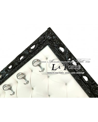 Appendiabiti da muro attaccapanni barocco Nero ecopelle bianca Swarovski GGN