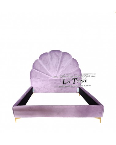 Double bed modern design in eco-leather or velvet purple container Sun