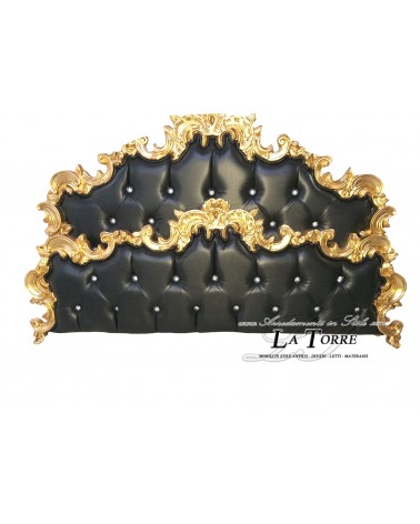 Letto Matrimoniale Barocco contenitore oro argento ecopelle vellutino swarovski Rebecca