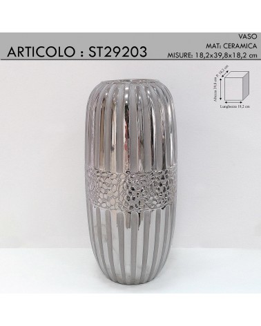 Portafiori moderno anfora vaso coppa ceramica foglia argento ST29203