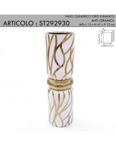 Umbrella stand Ceramic vase Potiche amphora ivory gold leaf code 67605