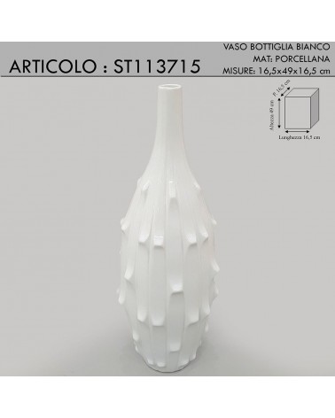 Portafiori moderno anfora vaso bottiglia ceramica bianco sopramobile ST113715