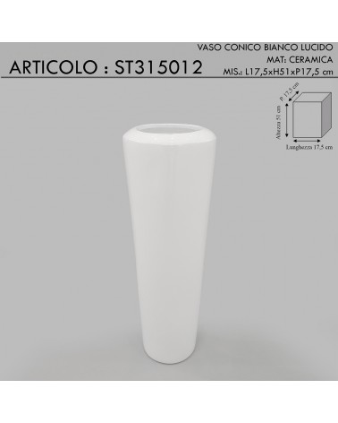 Vaso Portafiori rotondo classico anfora ceramica bianco lucido ST315012