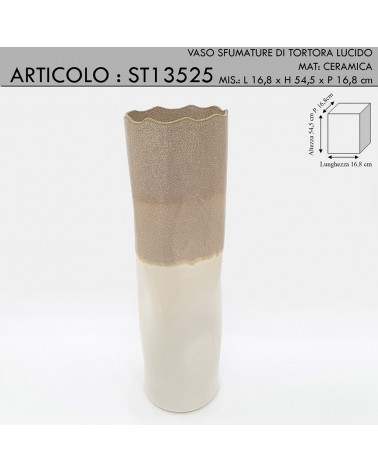 Moderne Keramikamphore-Blumenvase in glänzendem Taubengrau ST13525