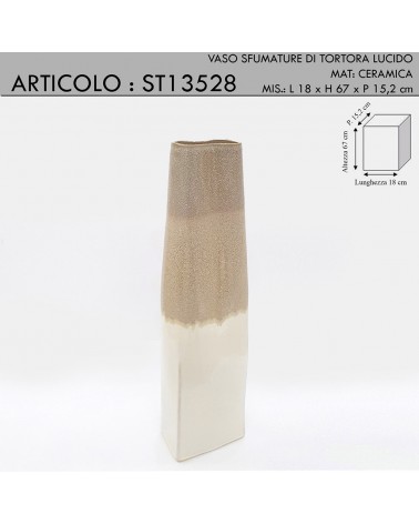 Vaso Portafiori moderno anfora ceramica con sfumature di tortora lucido ST13528