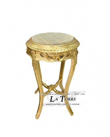 Louis XV ivory marble gold leaf wooden backsplash table LT3027