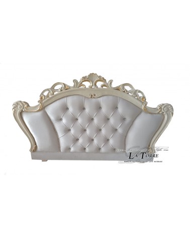 Baroque King Size Bed Headboard faux leather or Swarovski Fabric wood silver gold Matilde