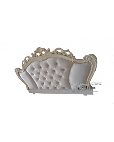 Baroque King Size Bed Headboard faux leather or Swarovski Fabric wood silver gold Matilde