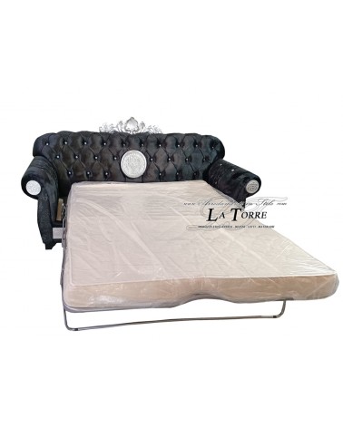 2 seater sofa bed base and baroque Chesterfield mattress Greek goddess Medusa with crown faux leather or swarovski velvet AZ02C
