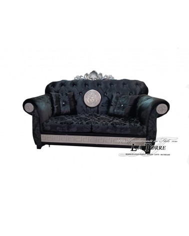 2 seater sofa bed base and baroque Chesterfield mattress Greek goddess Medusa with crown faux leather or swarovski velvet AZ02C