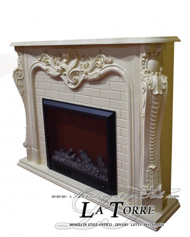 Electric fireplace Kamin fireplace solid wood Baroque English ivory 325B