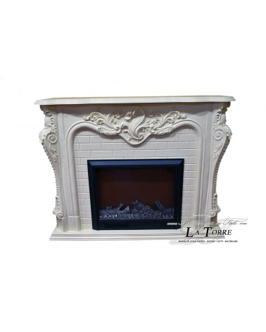 Electric fireplace Kamin fireplace solid wood Baroque English ivory 325B