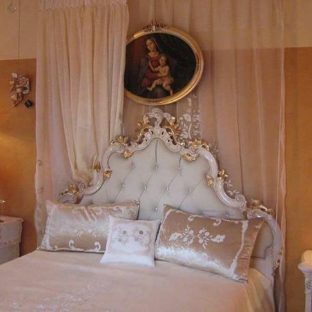 Letto Matrimoniale Barocco contenitore ecopelle o velluto qualsiasi colore swarovski Simona
