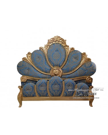 Barockes Kingsize-Doppelbett mit Stauraum, Samt oder Kunstleder, Massivholz, Gold oder Silber, jede Farbe, Emy