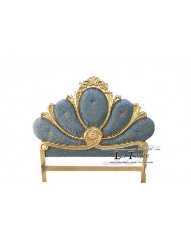 Barockes Doppelbett-Kopfteil aus Kunstleder oder Stoff, Holz, Silber, Gold, jede Farbe, Emy