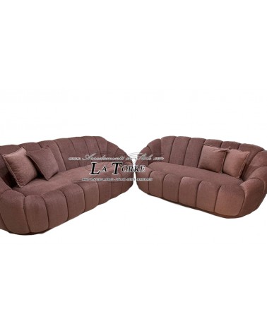 Klassisch-modernes 3- oder 2-Sitzer-Sofa aus rosa Samt (Schalenform) TR04