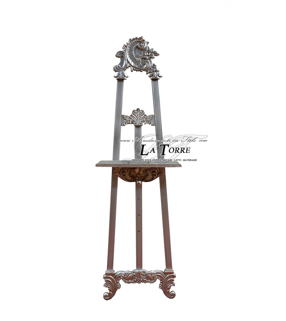 Baroque easel with three feet for painting with silver leaf frame R56
