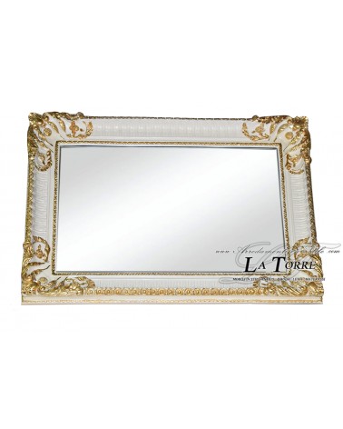 Classic ivory gold and gold beveled baroque wall mirror S31