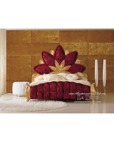 Letto piazza e mezza Barocco contenitore foglia oro o argento qualsiasi colore Perla